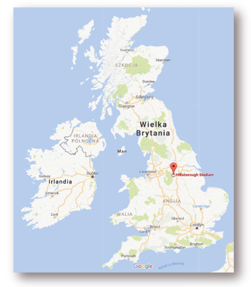 Mapa 1. Umiejscowienie miasta Sheffield na Wyspach Brytyjskich